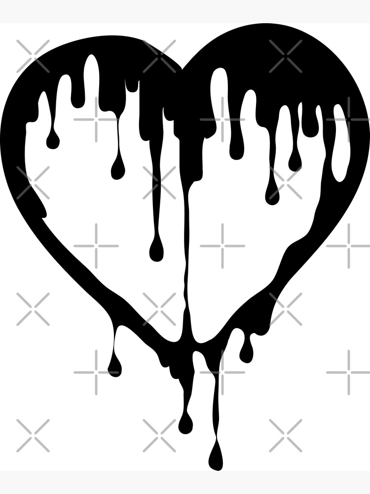 "Dripping Heart BW" Poster for Sale by Zethinova | Redbubble