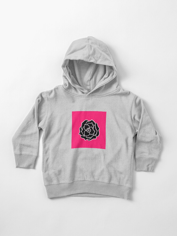 pink hoodie with black rose