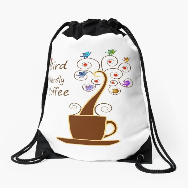 Save Birds' Habitats with Bird Friendly Coffee Drawstring Bag