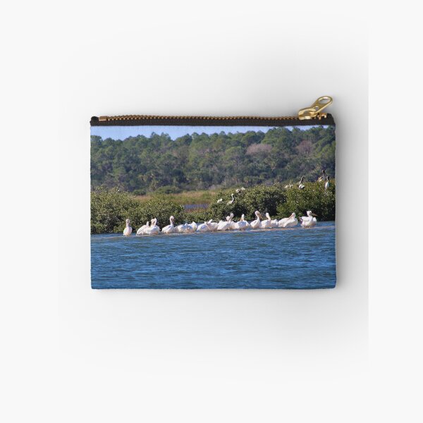 Item preview, Flock of White Pelicans on a Sandbar designed and sold by banditandkoko.