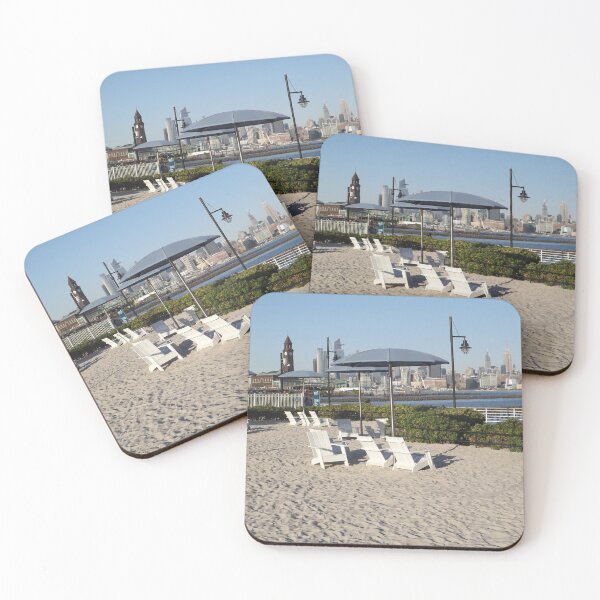Artikelvorschau, Beach, Manhattan Skyline, Hudson River, Hoboken, New Jersey entworfen und verkauft von lenspiro.