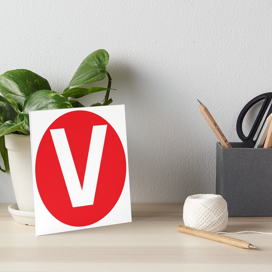 the letter v big red dot letters and numbers white art board print by thriftshopbuddy redbubble