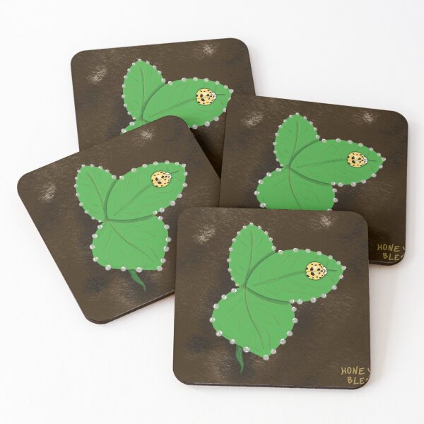 Item preview, Ladybug on Strawberry Leaves designed and sold by honeybleeart.