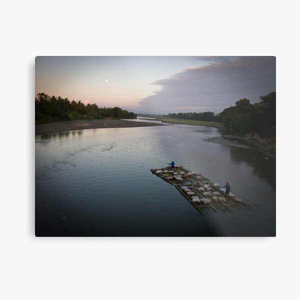 Bamboo boat by moonlight Metal Print