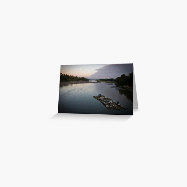 Bamboo boat by moonlight Greeting Card