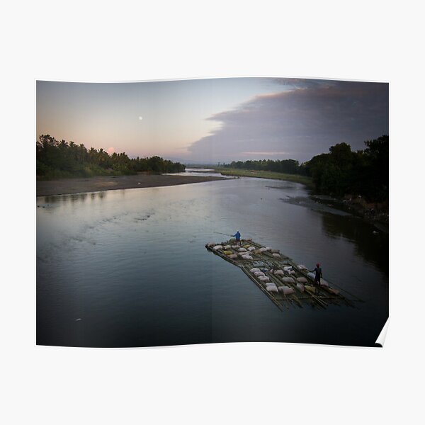 Bamboo boat by moonlight Poster