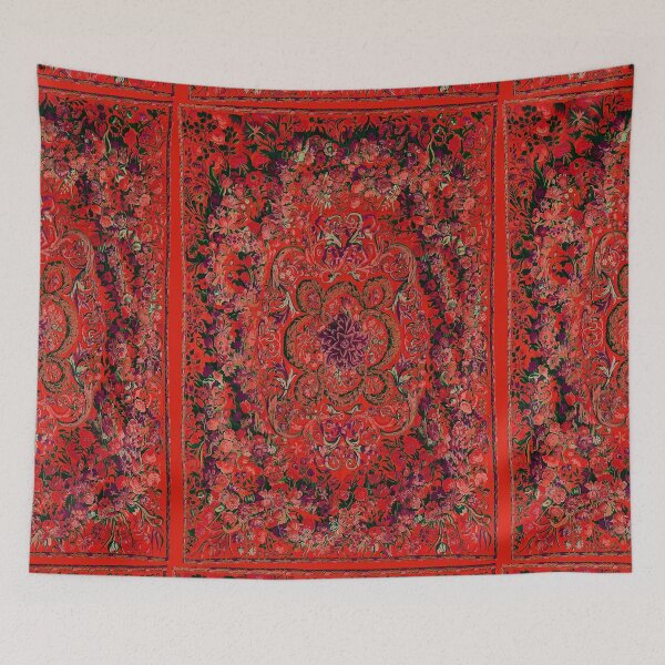 Item preview, Floral Print Venetian Red and Maroon Flower Abstract Arrangement Motif Vintage Rinceaux Antique Style designed and sold by balbert3.