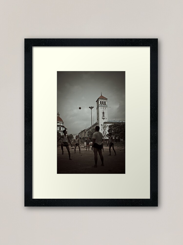 Alternate view of Playing chinlone in Yangon Framed Art Print