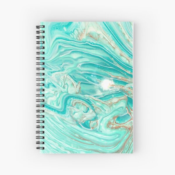 Turquoise, gold, and white abstract Spiral Notebook