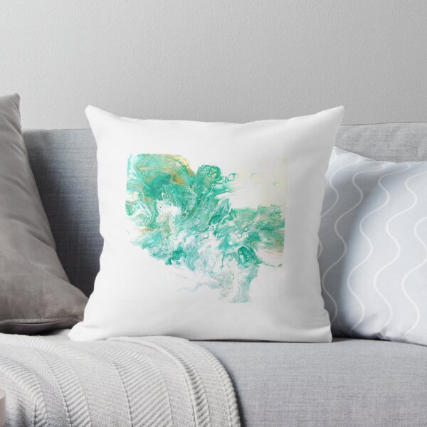Dutch pour with turquoise, gold, and white. Throw Pillow