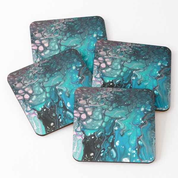 Item preview, Aqua, teal, silver, purple, and white on black background designed and sold by LorieKGraphics.