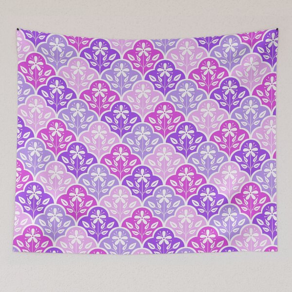 Item preview, Flower ornament ogee pattern in pink and purple designed and sold by HannaPaulina.
