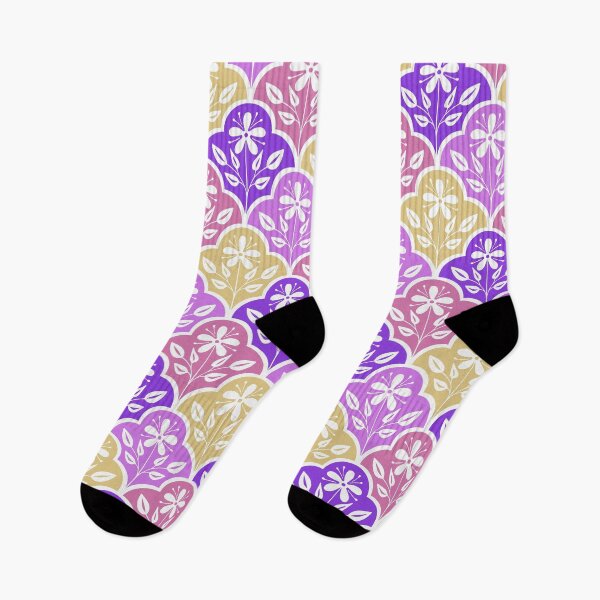 Item preview, Flower ornament ogee pattern in pink, yellow and purple designed and sold by HannaPaulina.