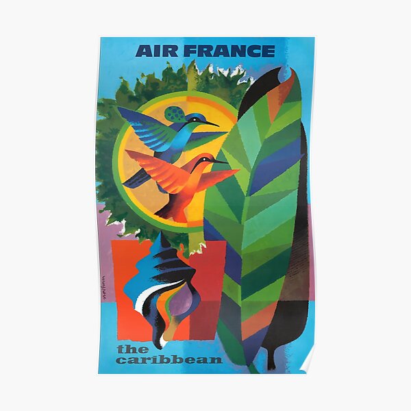 1964 Air France The Caribbean Travel Affiche Poster