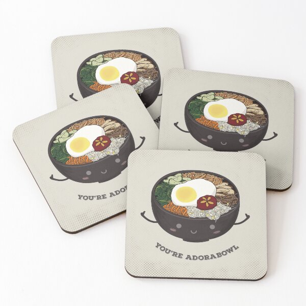 bibimbap, korean food, funny memes for foodies Coasters (Set of 4)