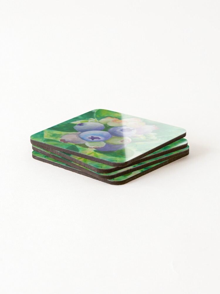 Thumbnail 4 of 5, Coasters (Set of 4), Blueberries designed and sold by pixie76.