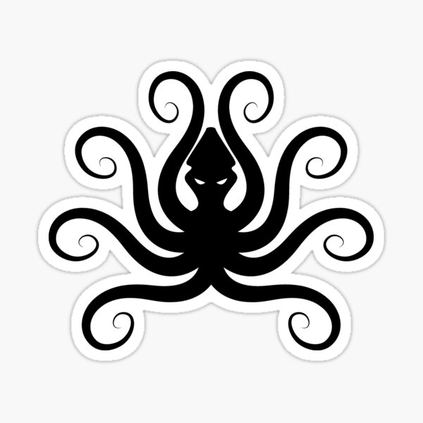 White with Black Octopus Sticker