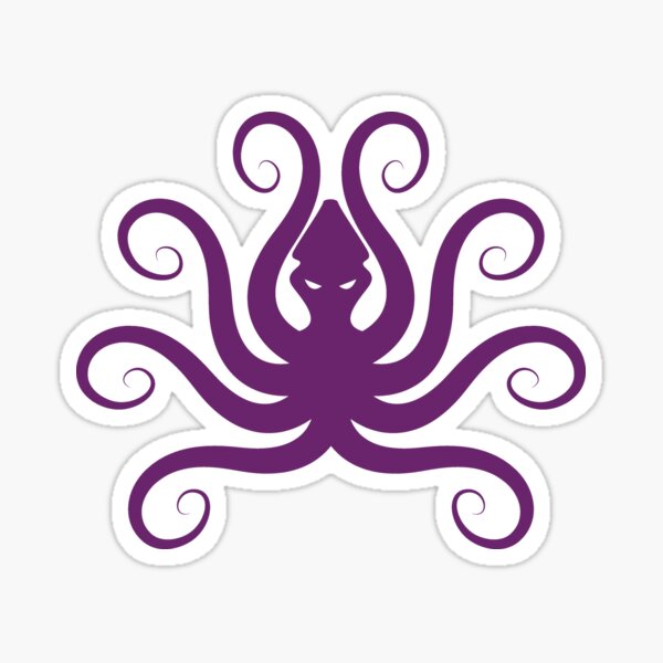 Black with Purple Octopus Sticker