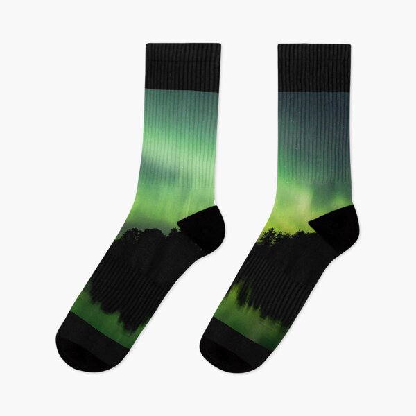 Item preview, Northern lights glowing over lake in Finland designed and sold by Juhku.