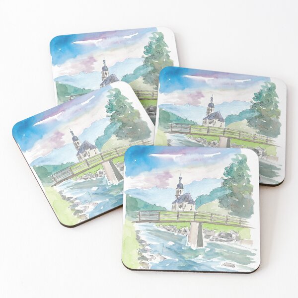 Item preview, Ramsau Bavaria Church on Creek and Mountains designed and sold by artshop77.