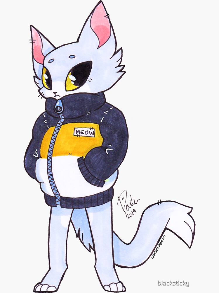 MEOW - Traditional art, Cat in jacket by blacksticky