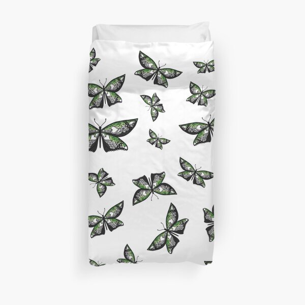 Fly With Pride: Aromantic Flag Butterfly Duvet Cover