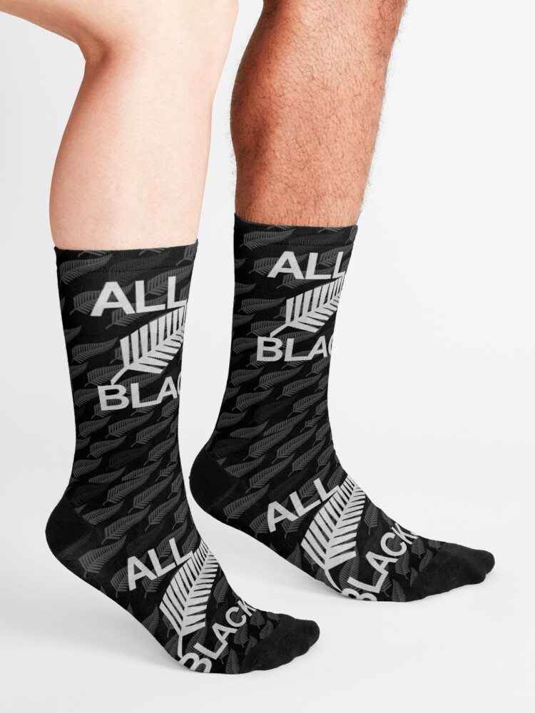"All Blacks Rugby Silver Fern design" Socks by GetItGiftIt Redbubble