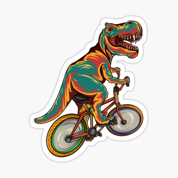 T Rex Riding Bicycle - Funny Dinosaur Bike Cyclist Sticker