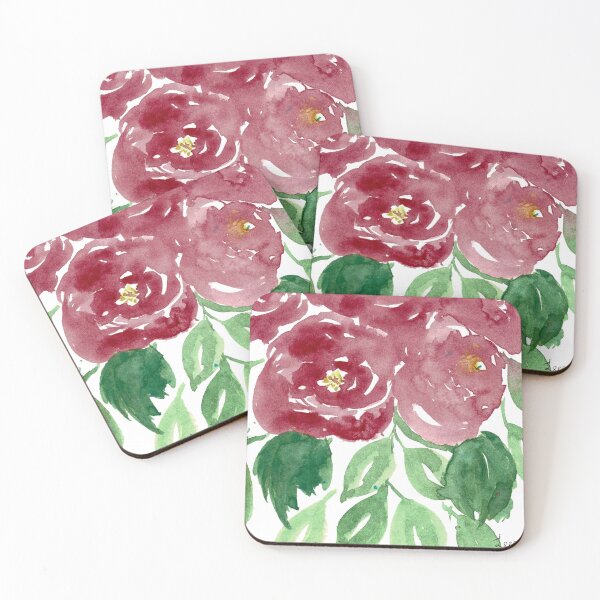 Item preview, Burgundy Watercolour peonies designed and sold by Artbylees.