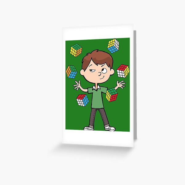 juggles with a magic cubes Greeting Card