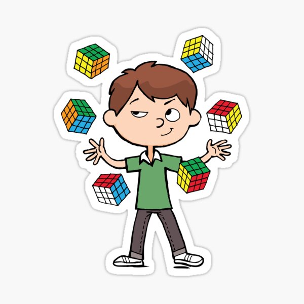 juggles with a magic cubes Sticker