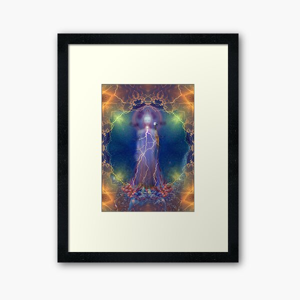 Quan Yin and the silent song of the lightning white rose of wisdom Framed Art Print