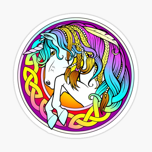 Mystical Unicorn Celtic Knot Design Sticker