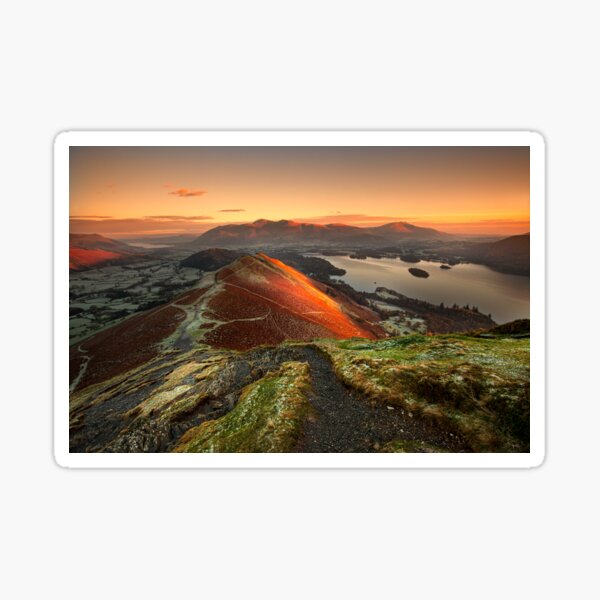 First light on Skiddaw and Catbells Sticker