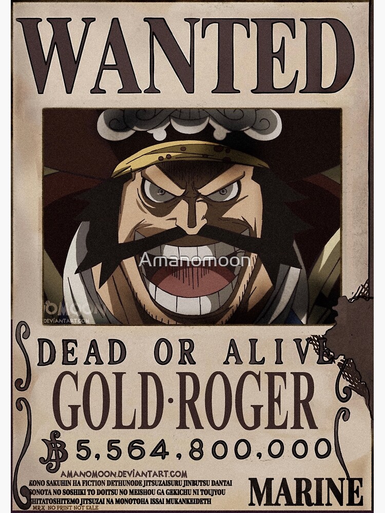 Gold Roger One Piece Wanted Poster Postcard for Sale by One Piece