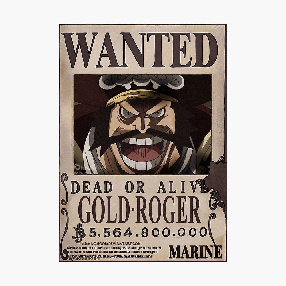 Gold Roger Wanted Bounty Poster By Amanomoon Redbubble