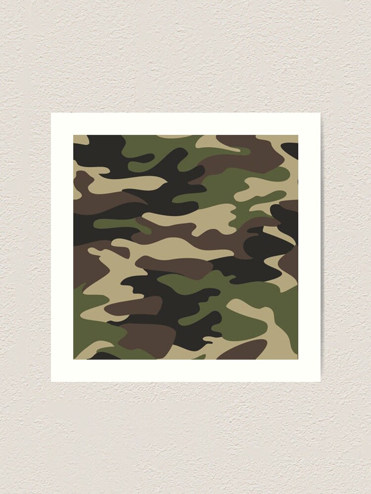 Green White camo camouflage army pattern Art Print