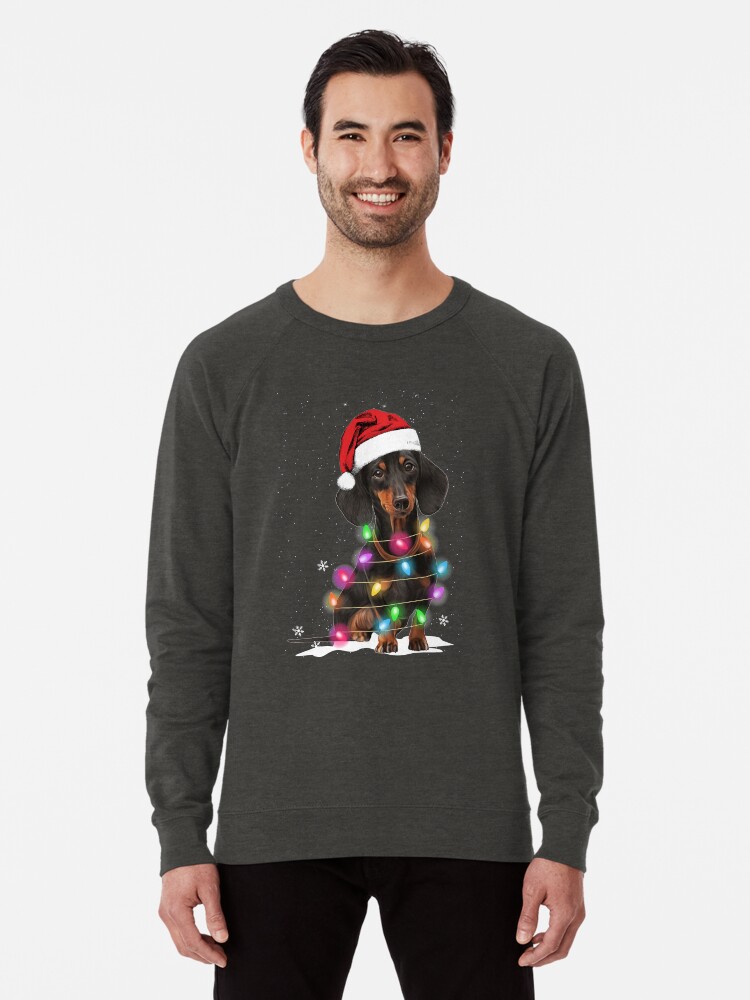 Dachshund Christmas Lights With Snow Sweater Lightweight Sweatshirt for Sale by DogsHearted Redbubble