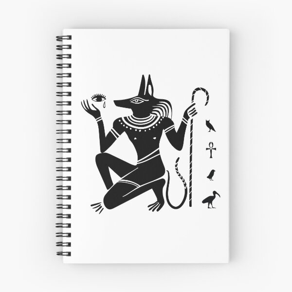 Item preview, Ancient Egyptian god Anubis with a dog head and ancient Egyptian symbols. Black and white. designed and sold by zatmeniee.