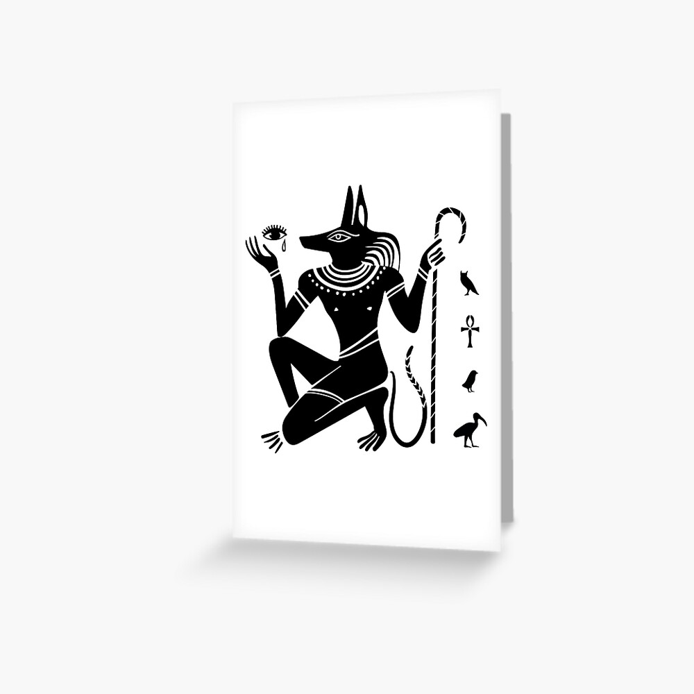 Alter Agyptischer Gott Anubis Mit Einem Hundekopf Und Alten Agyptischen Symbolen Schwarz Und Weiss Kunstdruck Von Zatmeniee Redbubble