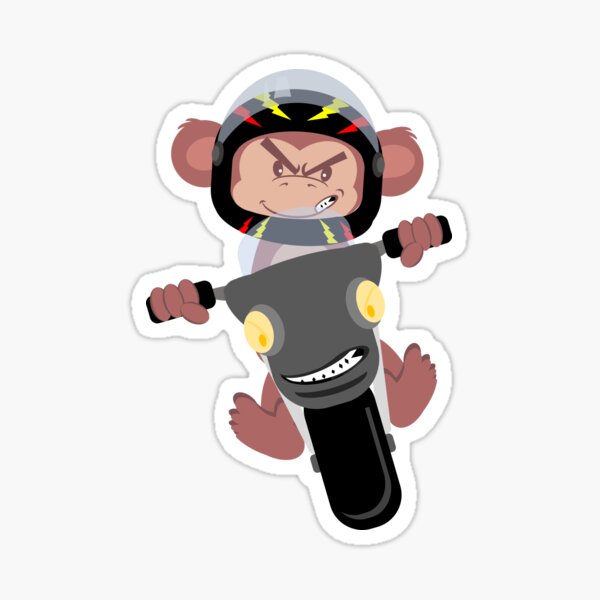 Le singe énervé sur sa moto Sticker