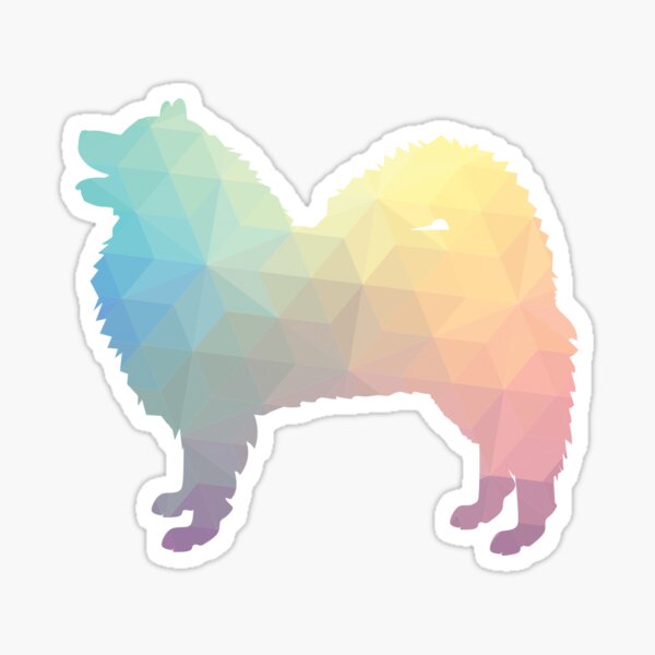 Samoyed Dog Breed Silhouette Filled with Geometric Pattern in Pastel Sticker