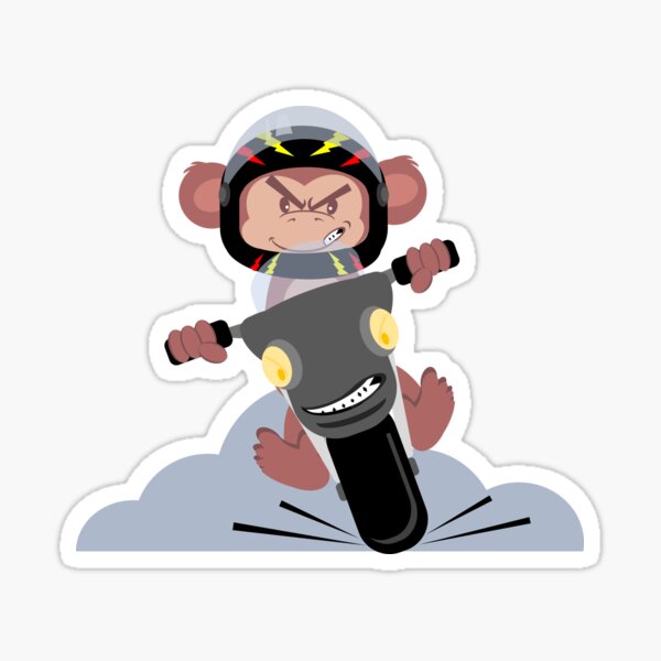 Le singe énervé sur sa moto Sticker
