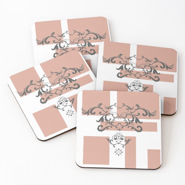 Item preview, Modern light brown geometric squares dark brown flourish damask element  designed and sold by Lilith-Designs.
