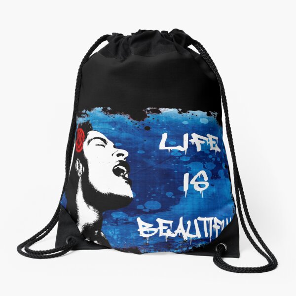 Banksy Life is Beautiful Drawstring Bag