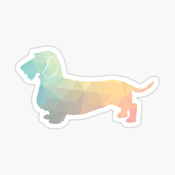 Rough Dachshund Dog Breed Silhouette Filled with Geometric Pattern in Pastel Sticker