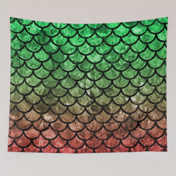 Item preview, Green Red Dragon Scales designed and sold by HomeLivingCo.