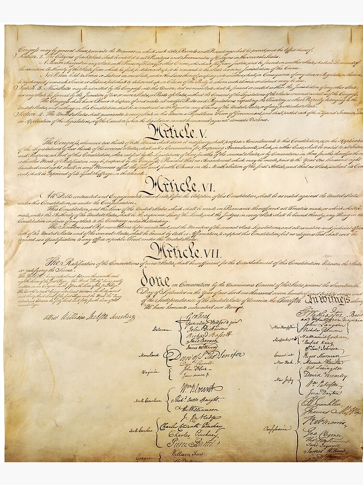 original signature page of the united states constitution