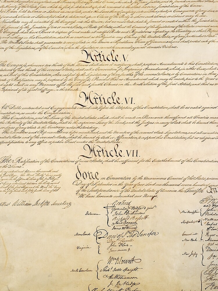 Original Signature Page Of The United States Constitution Page 4 Of 4