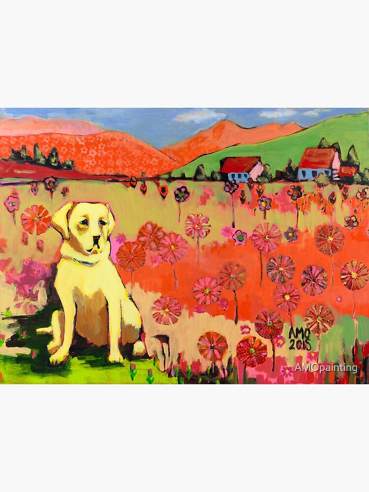 Dog in field of flower by AMOpainting